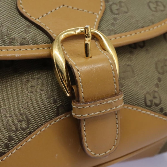 GUCCI GG Canvas Shoulder Bag Beige Gold Auth ac3606