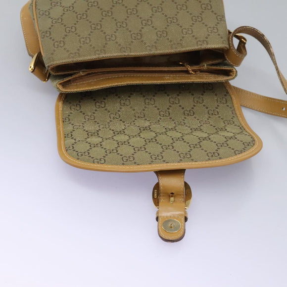 GUCCI GG Canvas Shoulder Bag Beige Gold Auth ac3606