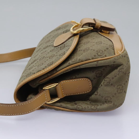 GUCCI GG Canvas Shoulder Bag Beige Gold Auth ac3606
