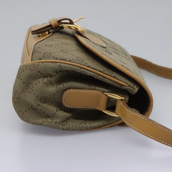 GUCCI GG Canvas Shoulder Bag Beige Gold Auth ac3606