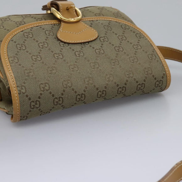 GUCCI GG Canvas Shoulder Bag Beige Gold Auth ac3606