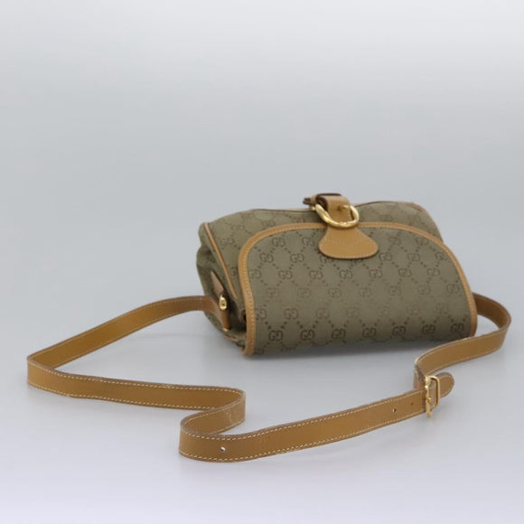 GUCCI GG Canvas Shoulder Bag Beige Gold Auth ac3606