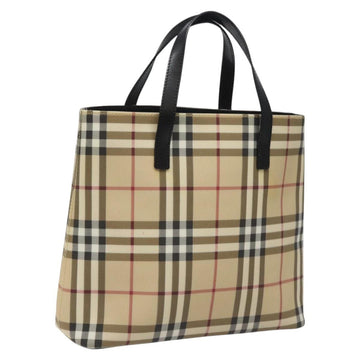 BURBERRY Nova Check Hand Bag PVC Beige Auth ac3609
