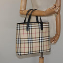 BURBERRY Nova Check Hand Bag PVC Beige Auth ac3609-21