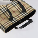 BURBERRY Nova Check Hand Bag PVC Beige Auth ac3609-6
