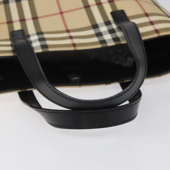BURBERRY Nova Check Hand Bag PVC Beige Auth ac3609