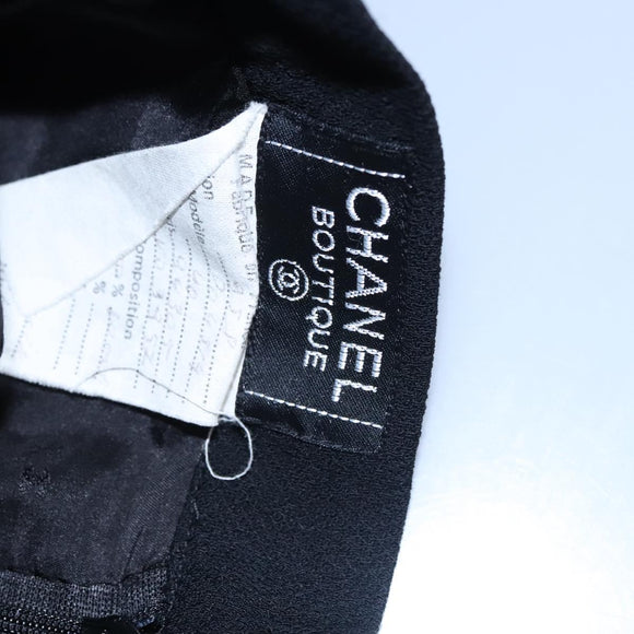 CHANEL Skirt Cotton Black CC Auth ac3620