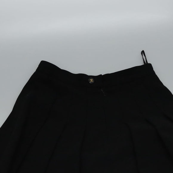 CHANEL Skirt Cotton Black CC Auth ac3620