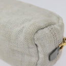 PRADA Pouch Canvas Gray Gold Auth ac3649-15