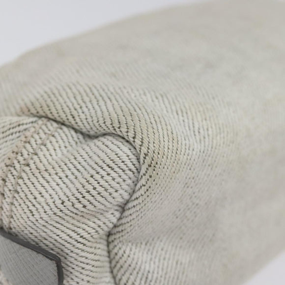 PRADA Pouch Canvas Gray Gold Auth ac3649