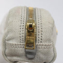 PRADA Pouch Canvas Gray Gold Auth ac3649-8
