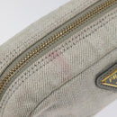 PRADA Pouch Canvas Gray Gold Auth ac3649-9