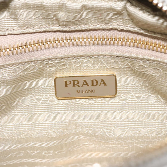 PRADA Pouch Canvas Gray Gold Auth ac3649