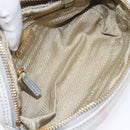 PRADA Pouch Canvas Gray Gold Auth ac3649-10