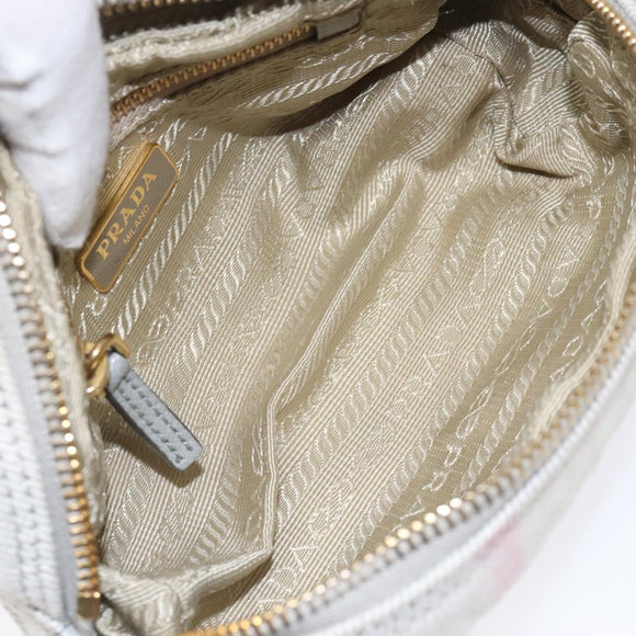 PRADA Pouch Canvas Gray Gold Auth ac3649
