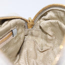 PRADA Pouch Canvas Gray Gold Auth ac3649-18