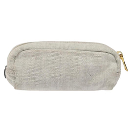 PRADA Pouch Canvas Gray Gold Auth ac3649 - 0