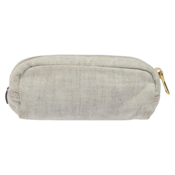 PRADA Pouch Canvas Gray Gold Auth ac3649 - 0