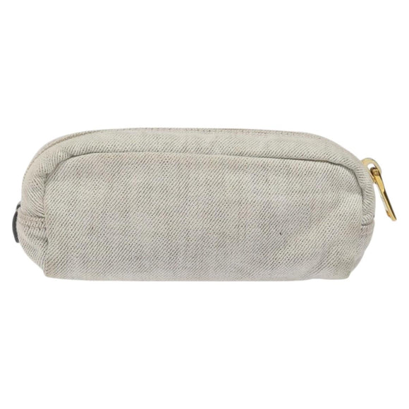 PRADA Pouch Canvas Gray Gold Auth ac3649