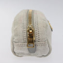 PRADA Pouch Canvas Gray Gold Auth ac3649-4