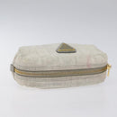 PRADA Pouch Canvas Gray Gold Auth ac3649-5