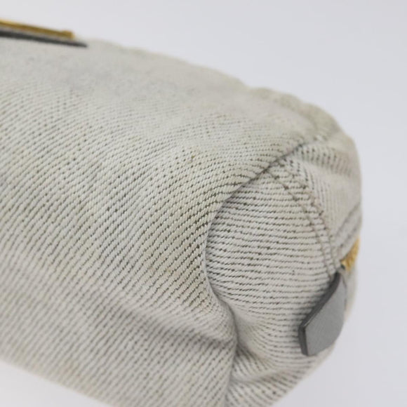 PRADA Pouch Canvas Gray Gold Auth ac3649