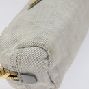 PRADA Pouch Canvas Gray Gold Auth ac3649-14