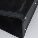 GUCCI Bamboo Hand Bag Suede Leather Navy Auth ac3660-8