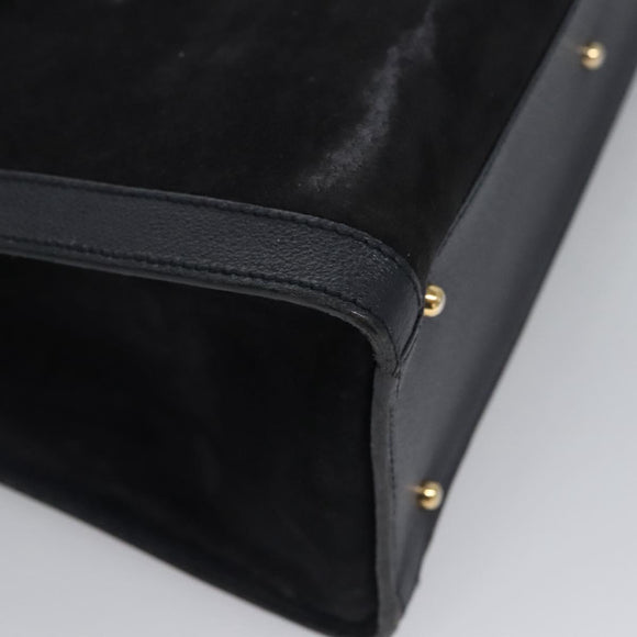 GUCCI Bamboo Hand Bag Suede Leather Navy Auth ac3660