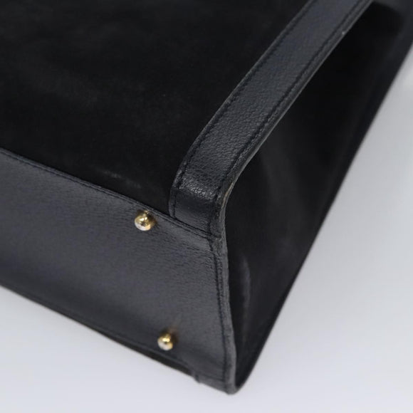 GUCCI Bamboo Hand Bag Suede Leather Navy Auth ac3660