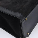 GUCCI Bamboo Hand Bag Suede Leather Navy Auth ac3660-16