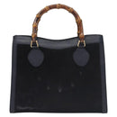 GUCCI Bamboo Hand Bag Suede Leather Navy Auth ac3660-13