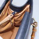 GUCCI Bamboo Hand Bag Suede Leather Navy Auth ac3660-23