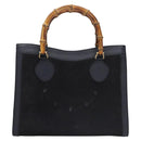 GUCCI Bamboo Hand Bag Suede Leather Navy Auth ac3660-2