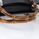 GUCCI Bamboo Hand Bag Suede Leather Navy Auth ac3660-7