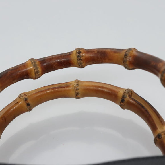 GUCCI Bamboo Hand Bag Suede Leather Navy Auth ac3660