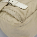 PRADA Shoulder Bag Nylon Beige Silver Auth ac3661-15