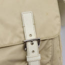 PRADA Shoulder Bag Nylon Beige Silver Auth ac3661-21