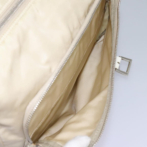 PRADA Shoulder Bag Nylon Beige Silver Auth ac3661