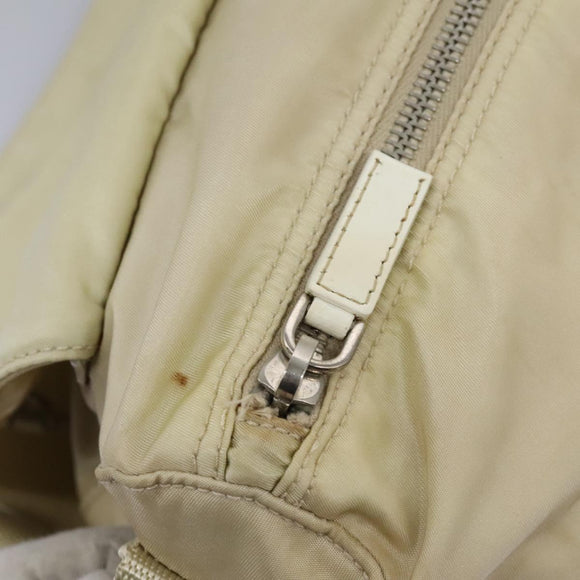 PRADA Shoulder Bag Nylon Beige Silver Auth ac3661