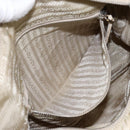 PRADA Shoulder Bag Nylon Beige Silver Auth ac3661-32