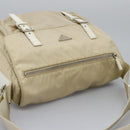 PRADA Shoulder Bag Nylon Beige Silver Auth ac3661-6