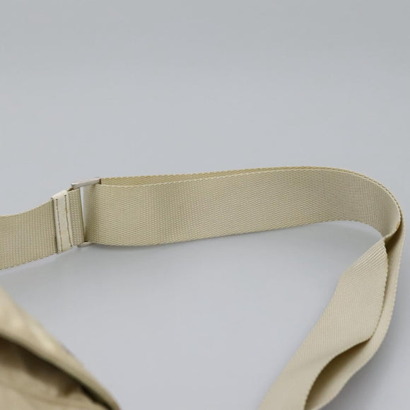 PRADA Shoulder Bag Nylon Beige Silver Auth ac3661