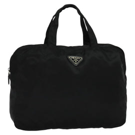 PRADA Hand Bag Nylon Black Silver Auth ac3668