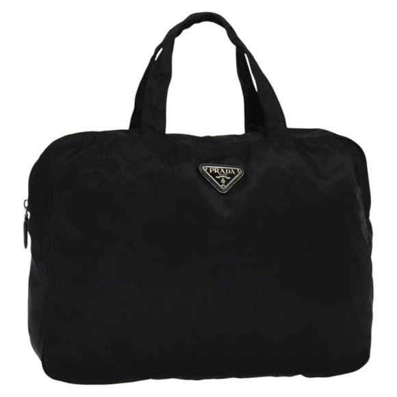 PRADA Hand Bag Nylon Black Silver Auth ac3668