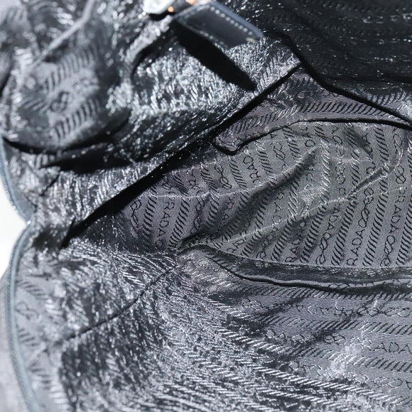 PRADA Hand Bag Nylon Black Silver Auth ac3668