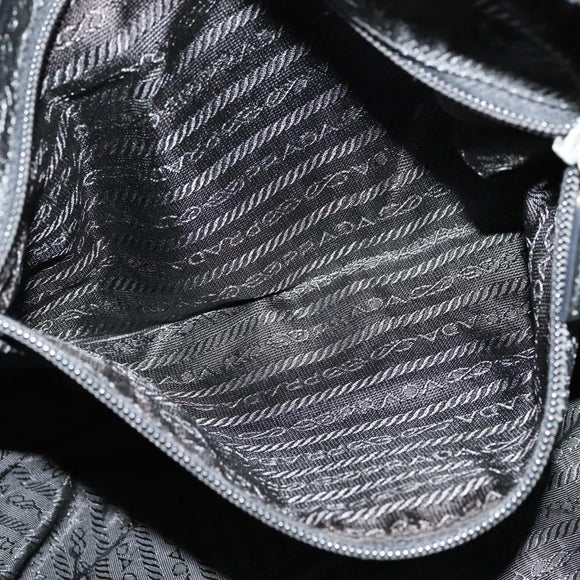 PRADA Hand Bag Nylon Black Silver Auth ac3668