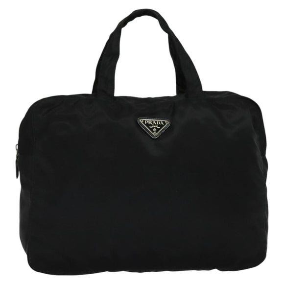 PRADA Hand Bag Nylon Black Silver Auth ac3668