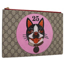 GUCCI GG Supreme BODCO Clutch Bag PVC Beige Gold 506280 Auth ac3672AV-1