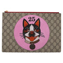 GUCCI GG Supreme BODCO Clutch Bag PVC Beige Gold 506280 Auth ac3672AV-13